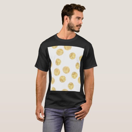 Gouden Polka Dot Hand getrokken T-shirt (Voorkant volledig)