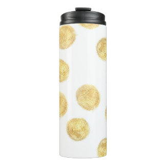 Gouden Polka Dot Hand getrokken Thermosbeker
