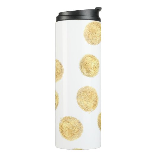Gouden Polka Dot Hand getrokken Thermosbeker (Gedraaid links)