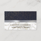 Gouden Polka Dot Patroon | Metallic zilver marmer Visitekaartje (Achterkant)