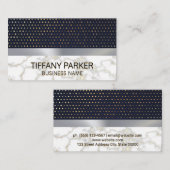 Gouden Polka Dot Patroon | Metallic zilver marmer Visitekaartje (Voorkant / Achterkant)