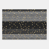 Gouden Polka Dot Zwart Wit Abstract Inpakpapier Vel (Voorkant 3)