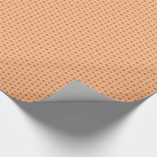Gouden Polka Dots op Perzik Wrapping Paper Cadeaupapier (Hoek)