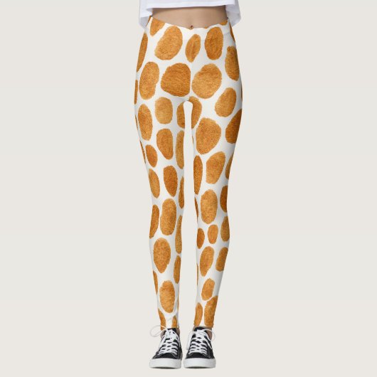 Gouden Polka stippen: Abstracte Gouache Leggings (Voorkant)