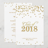 Gouden Polka-stippen Glitter Klasse van 2018 Party Kaart (Voorkant / Achterkant)