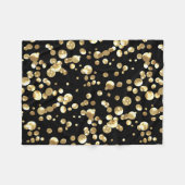 Gouden polka stippen op een zwarte achtergrond. fleece deken (Voorkant (Horizontaal))