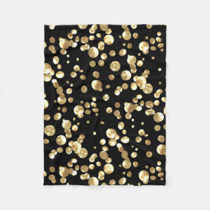 Gouden polka stippen op een zwarte achtergrond. fleece deken