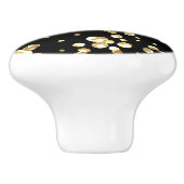 Gouden polka stippen op een zwarte achtergrond. keramische knop (Zijkant)