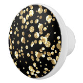 Gouden polka stippen op een zwarte achtergrond. keramische knop (Rechts)