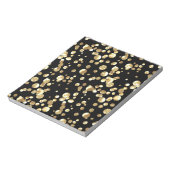 Gouden polka stippen op een zwarte achtergrond. notitieblok (Linkerzijde)