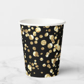 Gouden polka-stippen op een zwarte achtergrond. Pa Papieren Bekers (Achterkant)