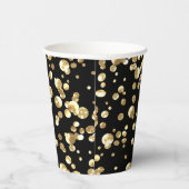 Gouden polka-stippen op een zwarte achtergrond. Pa Papieren Bekers (Rechts)