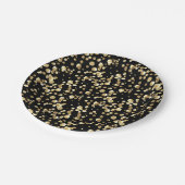 Gouden polka stippen op een zwarte achtergrond. papieren bordje (Gekanteld)