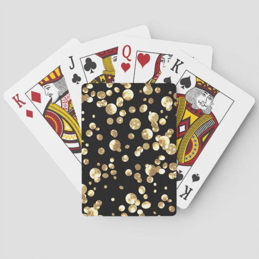 Gouden polka stippen op een zwarte achtergrond. pokerkaarten (Achterkant)