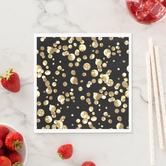 Gouden polka stippen op een zwarte achtergrond. servetten (Insitu)