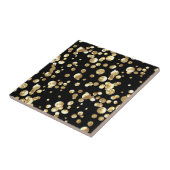 Gouden polka stippen op een zwarte achtergrond. tegeltje (Zijkant)