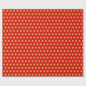 Gouden polka stippen op rood cadeaupapier (Vlak)