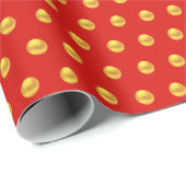 Gouden polka stippen op rood cadeaupapier (Rol Hoek)