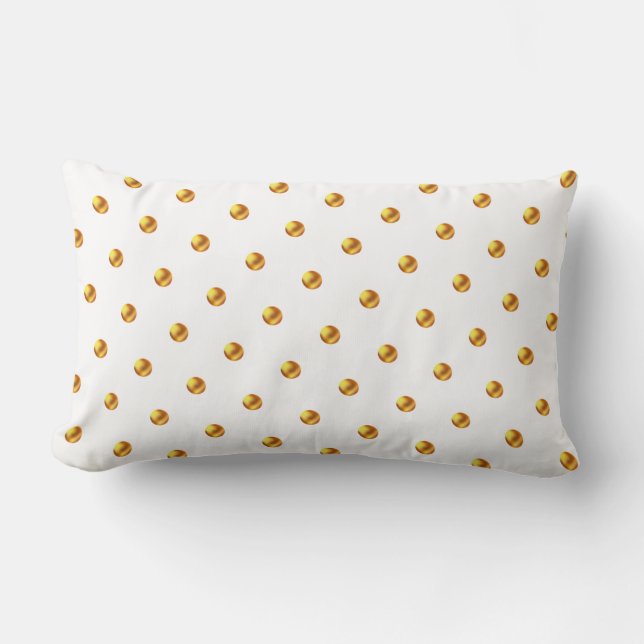 Gouden polka stippen op wit kussen (Voorkant)
