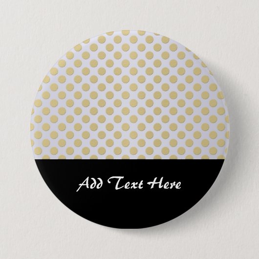 Gouden polka stippen op zilver ronde button 7,6 cm (Voorkant)