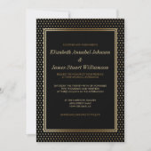 Gouden polka stippen op zwart | Huwelijksviering Kaart (Voorkant)