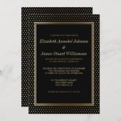 Gouden polka stippen op zwart | Huwelijksviering Kaart (Voorkant / Achterkant)