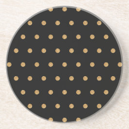 Gouden polka stippen op zwarte zandsteen onderzett onderzetter