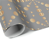 Gouden Polka stippen patroon monogrammed grijze ke Cadeaupapier (Rol Hoek)