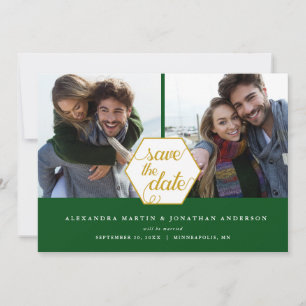 Gouden Polygoon 2 Foto's Smaragd Save the Date