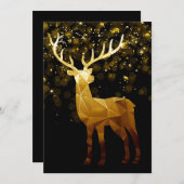 Gouden Polygoon Geometisch Herten Feestdagenkaart (Voorkant / Achterkant)