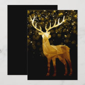 Gouden Polygoon Geometrisch Herten Feestdagenkaart (Voorkant / Achterkant)