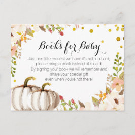 Gouden pompoen Baby shower - Breng een boek invoeg Uitnodiging Briefkaart