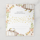 Gouden pompoen Baby shower Place kaart Plaatskaartje (Buitenkant ongevouwen)