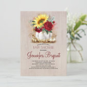 Gouden Pompoen Bloemenvaas Rustieke Herfst Baby sh Kaart (Staand voorkant)