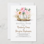 Gouden pompoen Blush Roze Bloemen repetitie diner Kaart (Voorkant)