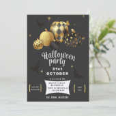 Gouden Pompoen Elegante Halloween feestuitnodiging Kaart (Staand voorkant)
