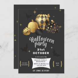 Gouden Pompoen Elegante Halloween feestuitnodiging Kaart
