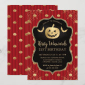 Gouden pompoen en rode strepen 21e verjaardag kaart (Voorkant / Achterkant)