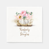 Gouden pompoen en roze bloemen rustieke Herfst Servet (Voorkant)