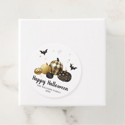 Gouden pompoen Happy Halloween Bedankjes Labels (In situ)