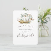 Gouden pompoen herfst bruiloft bruidsmeisje voorst kaart (Staand voorkant)