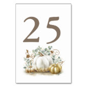 Gouden pompoen herfst bruiloft tafel nummer Kaarte Kaart (Achterkant)