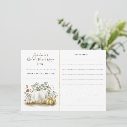 Gouden pompoen Herfst Vrijgezellenfeest recept Informatiekaartje (Staand voorkant)