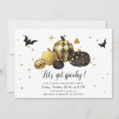 Gouden pompoen Laten we spooky Halloween Party Kaart (Voorkant)