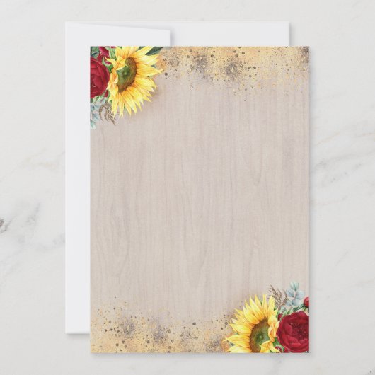 Gouden Pompoen Rode Bloemen Vaas Rustieke Herfst V Kaart (Achterkant)