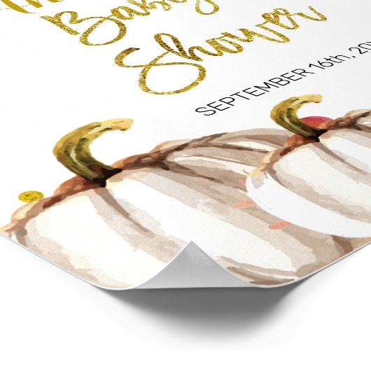 Gouden pompoen waterverf baby shower welkomstbord poster (Hoek)