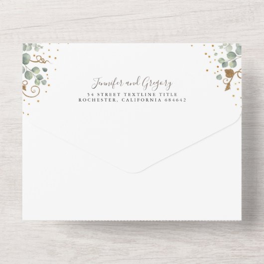 Gouden pompoenen en Eucalyptus bladeren herfst bru All In One Uitnodiging (Achterkant)