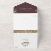 Gouden pompoenen Eucalyptus Herfst Bourgondië Rode All In One Uitnodiging (Buitenkant)