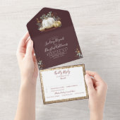 Gouden pompoenen Eucalyptus Herfst Bourgondië Rode All In One Uitnodiging (Afscheurbaar)