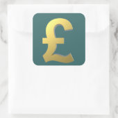 Gouden pond teken grafisch vierkante sticker (Tas)